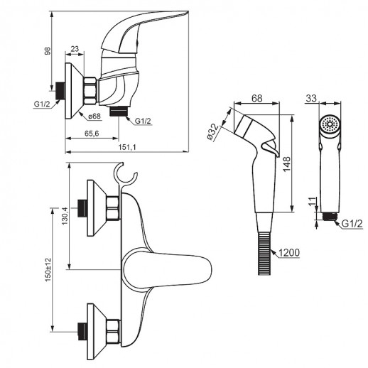 Гигиенический душ со смесителем Damixa Eclipse 318000000 хром