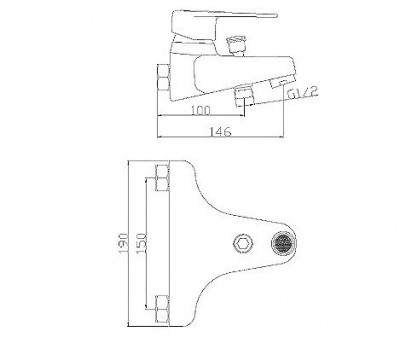 KorDi Curico KD 877 - C32 смеситель для ванны и душа, хром