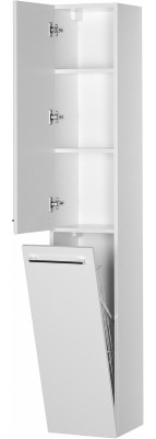 Шкаф пенал в ванную De Aqua Токката Тока 1 35 L 167272 подвесной с бельевой корзиной белый