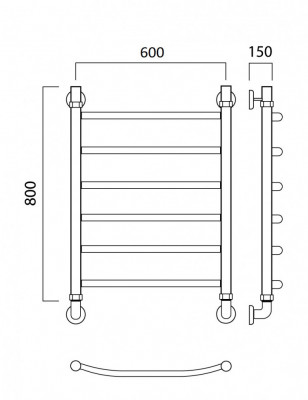 Водяной полотенцесушитель Акванерж дуга 800x600 (01-008060)