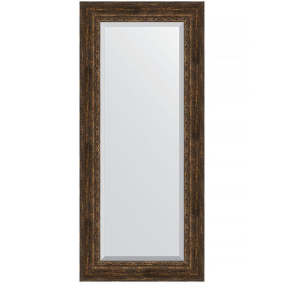 Зеркало настенное Evoform Exclusive 162х72 BY 3586 с фацетом в багетной раме Состаренное дерево с орнаментом 120 мм