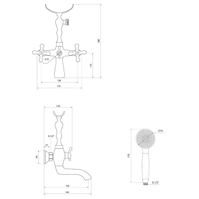 Смеситель для ванны Славен Коттедж А хром вентильный (СЛ-ДВ-А30)