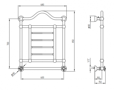 MIGLIORE EDWARD 20316 полотенцесушитель водяной, золото