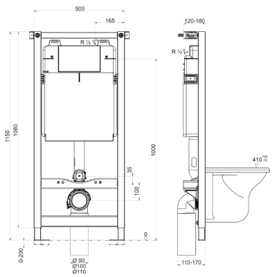 MIGLIORE Ricambi 20456 система инсталляции для подвесного унитаза, без кнопки