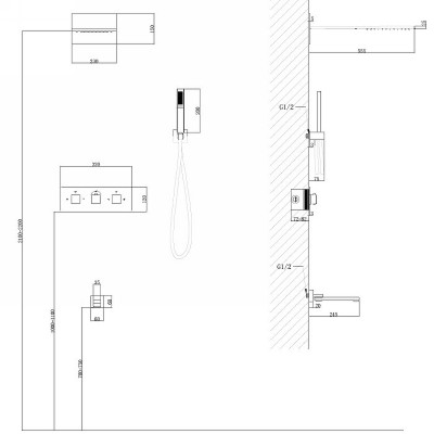 Душевая система Abber Daheim AF8253B с термостатом черная матовая встраиваемая