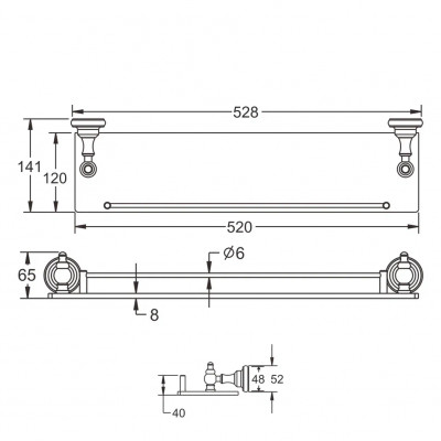 Полка стеклянная Rose RG1119Q, бронза
