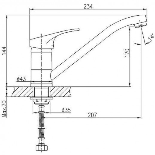 Однорычажный смеситель для кухни Haiba HB4913-1 с поворотным изливом (латунь) хром