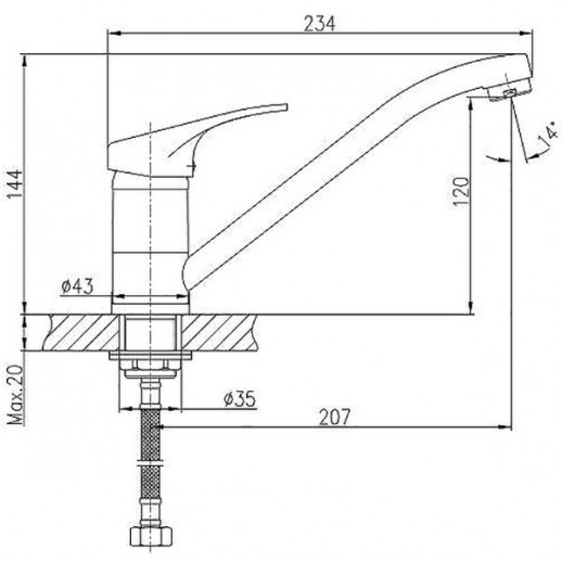 Однорычажный смеситель для кухни Haiba HB4913-1 с поворотным изливом (латунь) хром