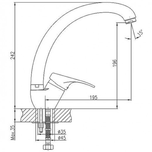 Однорычажный смеситель для кухни Haiba HB4113 с поворотным изливом (латунь) хром
