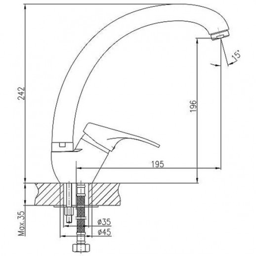 Однорычажный смеситель для кухни Haiba HB4113 с поворотным изливом (латунь) хром