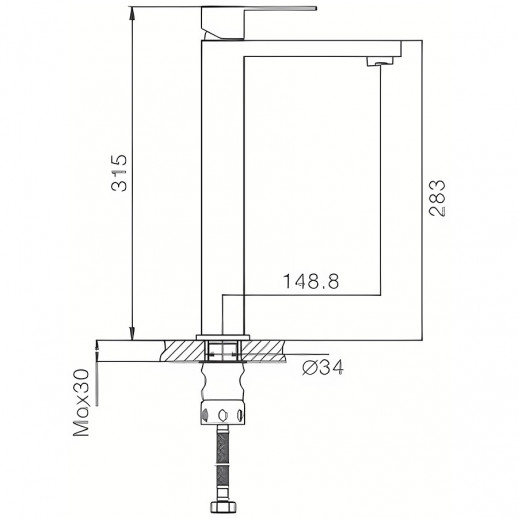 Высокий смеситель для раковины Haiba HB11803-7 (нерж сталь) черный
