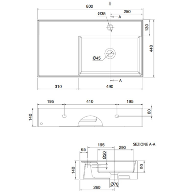 Раковина накладная Scarabeo Teorema 2.0 511856BK 80х44 см, синий