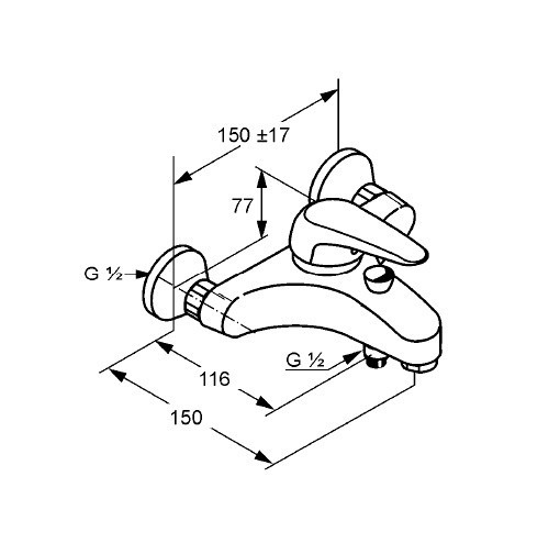 Смеситель для ванны KLUDI LOGO-MIX хром 386810575