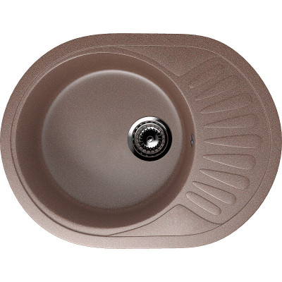 Кухонная мойка Ulgran Classic U-107m-302 овальная 570х450х155 одна чаша с левым крылом песочная