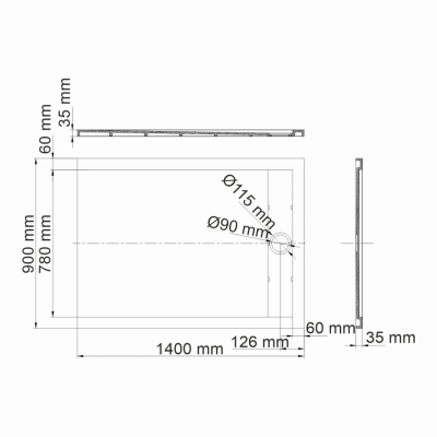 Душевой поддон Wasserkraft Mindel 85T36 140х90 см, искусственный камень, белый