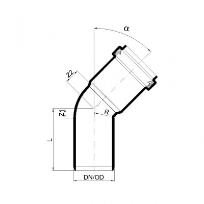 Отвод PKB DN32, 45°, синий POLOPLAST POLO-KAL NG (P2102)