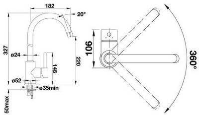 Кухонный смеситель Blanco Mida 526232 черный