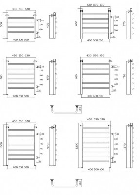 Водяной полотенцесушитель Акванерж Скоба с боковым подключением 400х500, хром