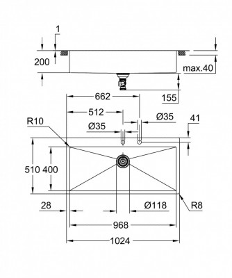Мойка GROHE K800, нержавеющая сталь (31586SD1)