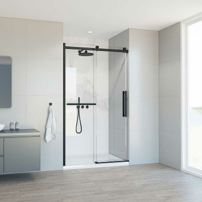 Душевая дверь Vincea Como Soft 110 VDS-1CS110CLB пр-ль черный стекло прозрачное
