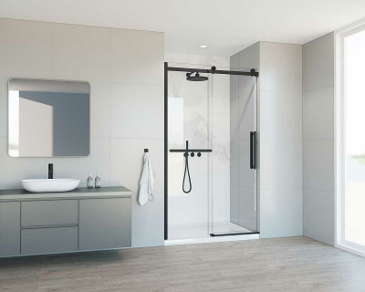 Душевая дверь Vincea Como Soft 110 VDS-1CS110CLB пр-ль черный стекло прозрачное