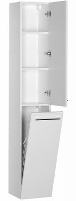 Шкаф пенал в ванную De Aqua Токката Тока 1S 30 R 167382 подвесной с бельевой корзиной белый