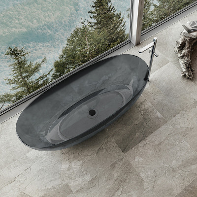 Ванна из полиэфирной смолы Vincea 170х75 VBT-6T01B черная без гидромассажа овальная