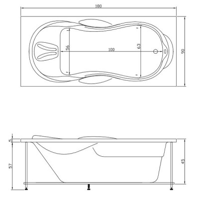 Акватика Атлантис Стандарт ванна без гидромассажа, 180 см х 90 см