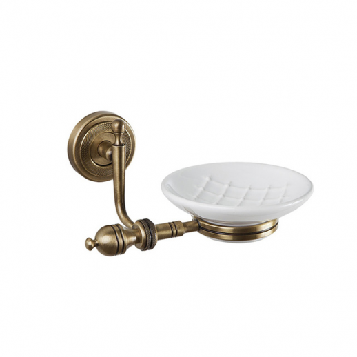 CAPRIGO ROYAL 6701 c/br мыльница на держателе настенная белая, керамика/бронза (распродажа)