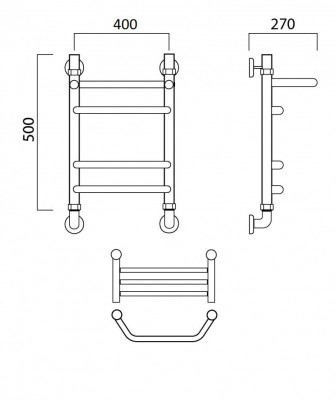 Водяной полотенцесушитель Акванерж Трапеция групповая с полкой 500x400 (04-01-5040)