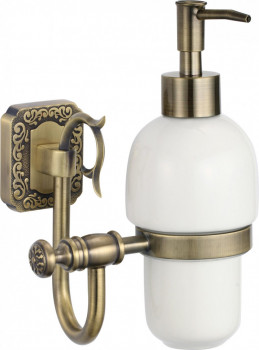Дозатор жидкого мыла с настенным держателем Savol S-006431 латунь бронза