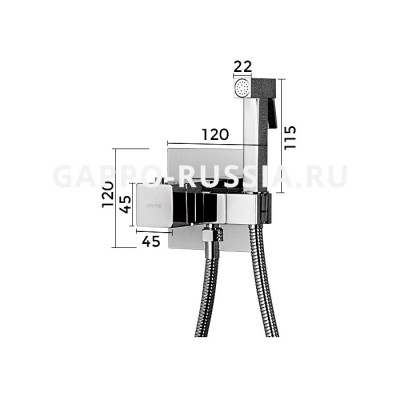 Термостатический смеситель с гигиеническим душем Gappo хром (G7207-40)
