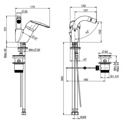 Смеситель для биде FIMA Carlo Frattini Serie 2 F3212/3WCR поворотный хром