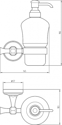 MIGLIORE Fortuna 27748+27697 дозатор в настенном держателе, стекло прозрачное/бронза