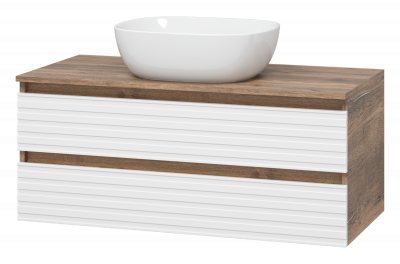 Тумба под раковину подвесная Brevita Dakota 1000x480x425 белый, темное дерево (DAK-09100-19/01-2Я)