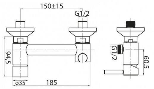 Смеситель для душа и гигенического душа с держателем Cezares CZR-DA3-01