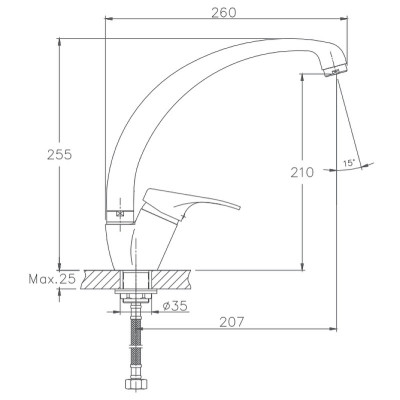 Однорычажный смеситель для кухни Haiba HB4113-2 с поворотным изливом (латунь) хром