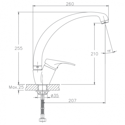 Однорычажный смеситель для кухни Haiba HB4113-2 с поворотным изливом (латунь) хром