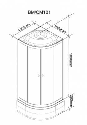 Душевая кабина Parly Classic СМ101 100х100х215см, сектор, черный