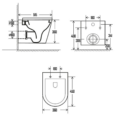 Унитаз AQUAme AQM2001MB подвесной черный микролифт