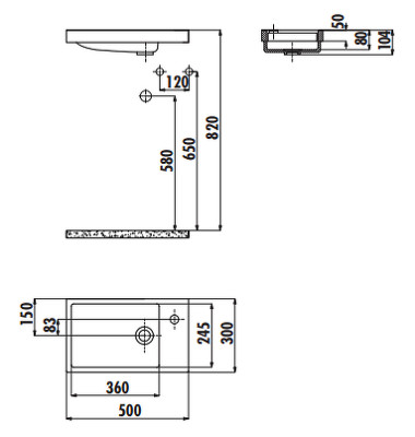 Раковина накладная Creavit Elmas 50 TP026-00CB00E-0000 белая прямоугольная