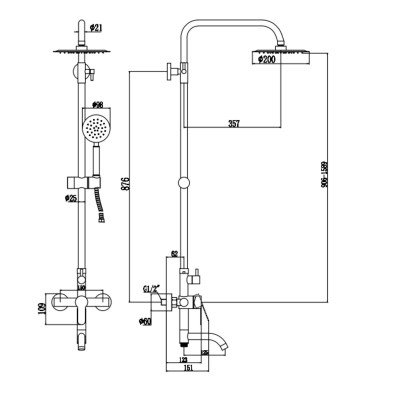 Душевая система Fmark FS8245Q, графит