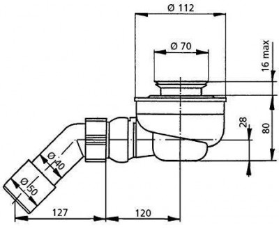 Sanit 34.036.00..0000 сифон для душевого поддона 821/50 F со сливным отверстием 52мм, без декоративной крышки