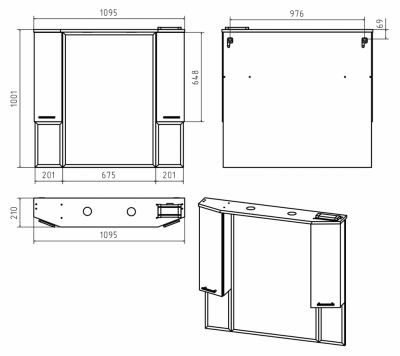 Зеркальный шкаф Misty Терра - 110 серый П-Тер02110-0501
