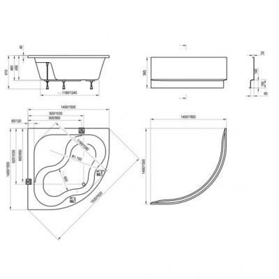 RAVAK CF01000000 Ванна Gentiana 140 см, белая