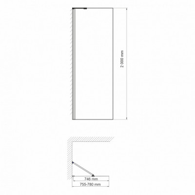 Душевая перегородка WasserKRAFT Aller 80 10H06-RP80 стекло прозрачное профиль хром