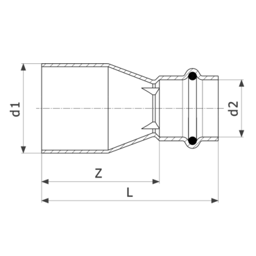 Viega Муфта-вставка пресс 15x12 медь Profipress SC-Contur, шт