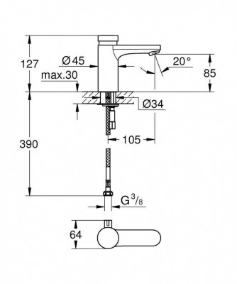 Смеситель автоматический для раковины GROHE Eurosmart Cosmopolitan T, хром (36317000)