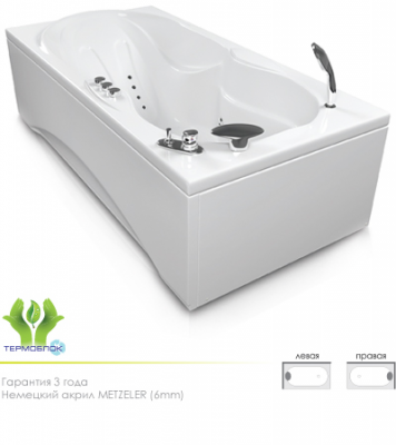 Акватика Атлантис Базик ванна с гидромассажем, 180 см х 90 см