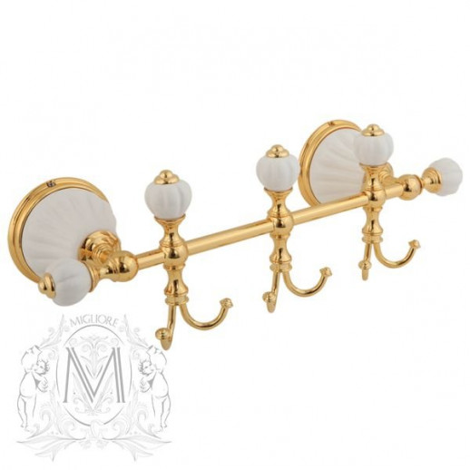MIGLIORE Olivia 17463 планка с тремя крючками 30 см, золото